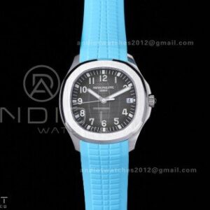 Aquanaut 5167 SS DDF 1:1 Best Edition Gray Dial on Black Baby Blue Strap DD330 Super Clone