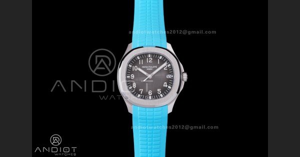 Aquanaut 5167 SS DDF 1:1 Best Edition Gray Dial on Blue Rubber Strap DD324 Super Clone