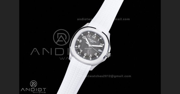 Aquanaut 5167 SS DDF 1:1 Best Edition Gray Dial on White Rubber Strap DD330 Super Clone - Image 2