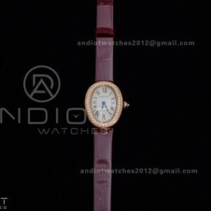 Baignoire Watch RG AF 1:1 Best Edition White Dial Diamonds Bezel on Red Strap RONDA Quartz