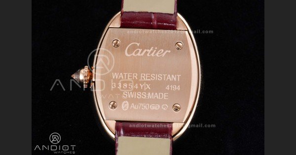 Baignoire Watch RG AF 1:1 Best Edition White Dial Diamonds Bezel on Red Strap RONDA Quartz - Image 8