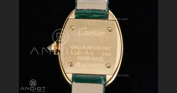 Baignoire Watch YG AF 1:1 Best Edition White Dial Diamonds Bezel on Green Strap RONDA Quartz - Image 8