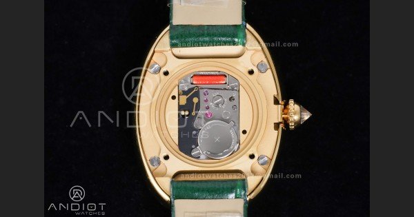 Baignoire Watch YG AF 1:1 Best Edition White Dial Diamonds Bezel on Green Strap RONDA Quartz - Image 9