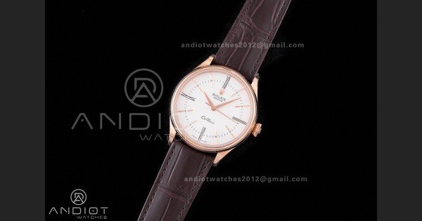 Cellini 50505 RG KZF 1:1 Best Edition White Dial Roma Markers on Brown Leather Strap SA3132 - Image 2