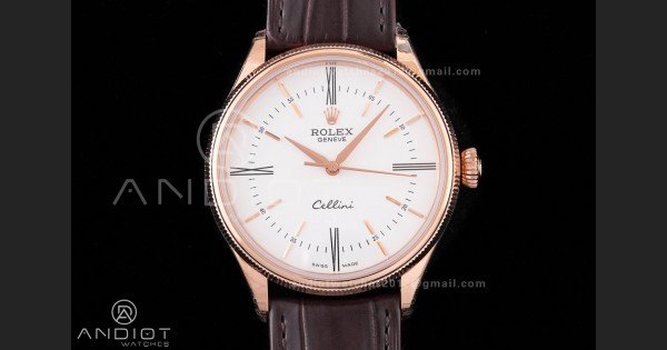 Cellini 50505 RG KZF 1:1 Best Edition White Dial Roma Markers on Brown Leather Strap SA3132 - Image 3