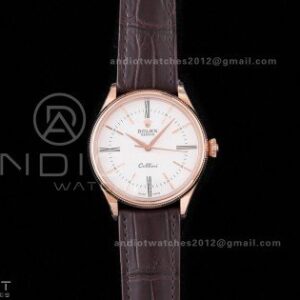 Cellini 50505 RG KZF 1:1 Best Edition White Dial Roma Markers on Brown Leather Strap SA3132