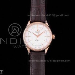 Cellini 50505 RG KZF 1:1 Best Edition White Dial Stick Markers on Brown Leather Strap SA3132