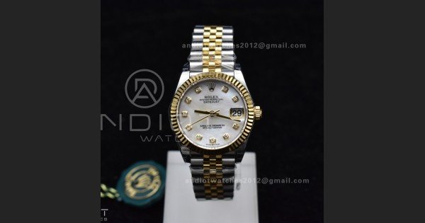 DateJust 31 Ladies 278271 GSF 316L Steel MOP Diamond Dial On YG President Bracelet - Image 2