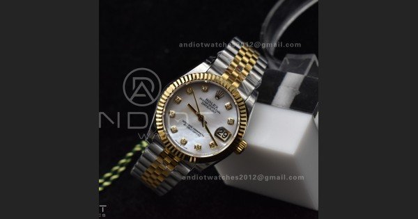 DateJust 31 Ladies 278271 GSF 316L Steel MOP Diamond Dial On YG President Bracelet - Image 3