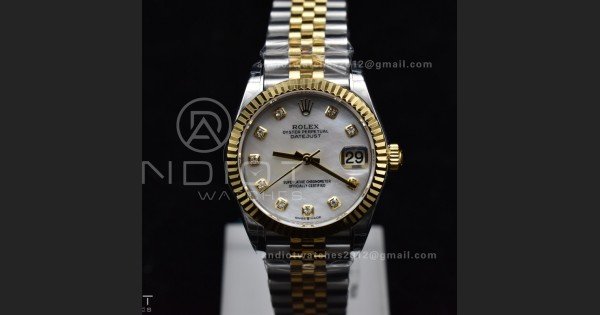 DateJust 31 Ladies 278271 GSF 316L Steel MOP Diamond Dial On YG President Bracelet - Image 4