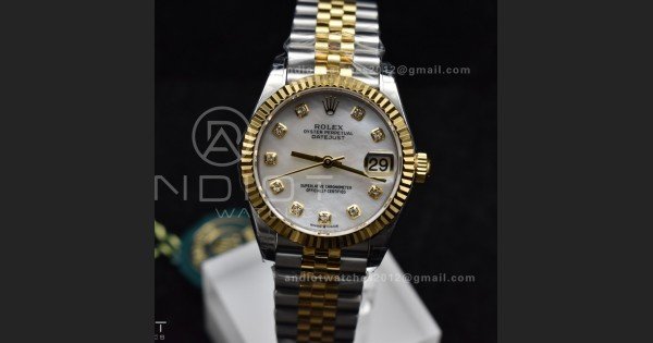 DateJust 31 Ladies 278271 GSF 316L Steel MOP Diamond Dial On YG President Bracelet - Image 5