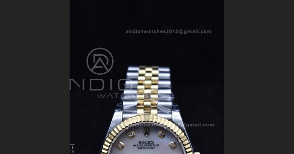 DateJust 31 Ladies 278271 GSF 316L Steel MOP Diamond Dial On YG President Bracelet - Image 6