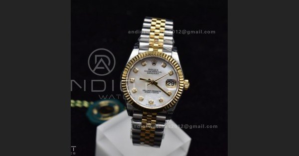 DateJust 31 Ladies 278271 GSF 316L Steel MOP Diamond Dial On YG President Bracelet