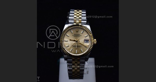 DateJust 31 Ladies 278273 GSF 316L Steel Gold Dial Stick Markers On YG President Bracelet - Image 2