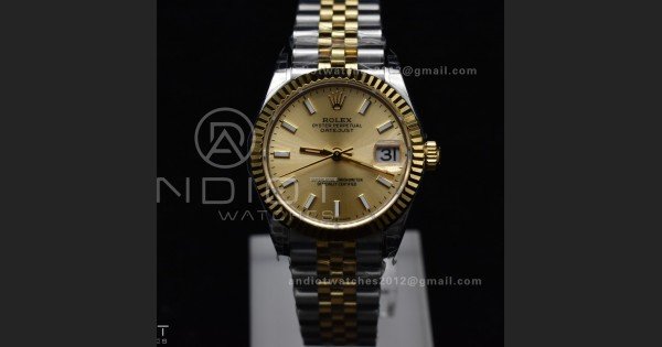 DateJust 31 Ladies 278273 GSF 316L Steel Gold Dial Stick Markers On YG President Bracelet - Image 4