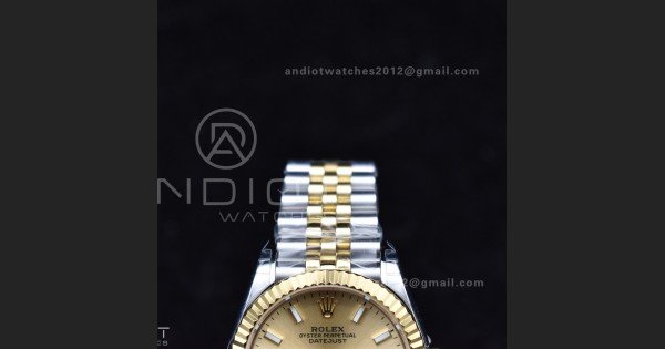 DateJust 31 Ladies 278273 GSF 316L Steel Gold Dial Stick Markers On YG President Bracelet - Image 6