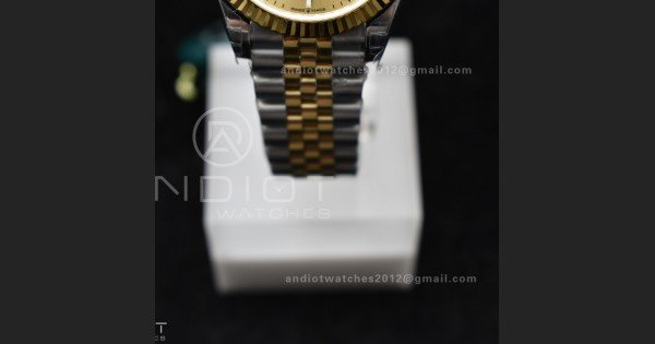 DateJust 31 Ladies 278273 GSF 316L Steel Gold Dial Stick Markers On YG President Bracelet - Image 8