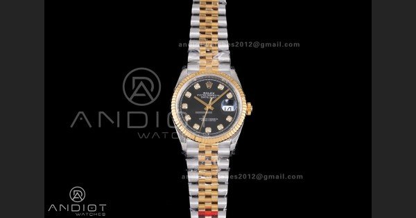 DateJust 36 126233 VSF 1:1 Best Edition 904L Steel Black Dial Diamonds Markers on Jubilee VS3235