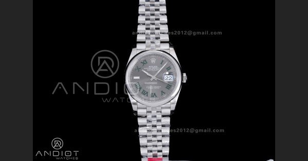 DateJust 36 SS 126200 VSF 1:1 Best Edition 904L Steel Gray Green Roman Dial on Jubilee Bracelet VS3235