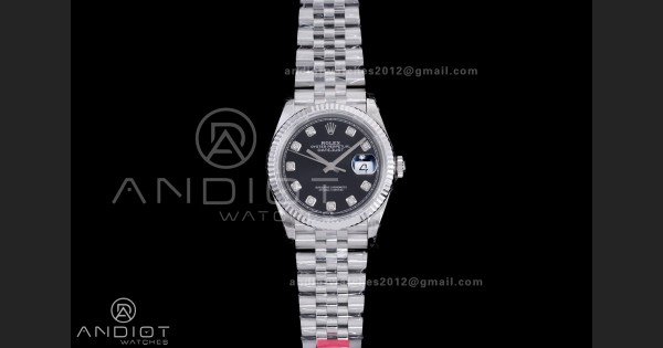 DateJust 36 SS 126234 VSF 1:1 Best Edition 904L Steel Black Diamonds Dial on Jubilee Bracelet VS3235