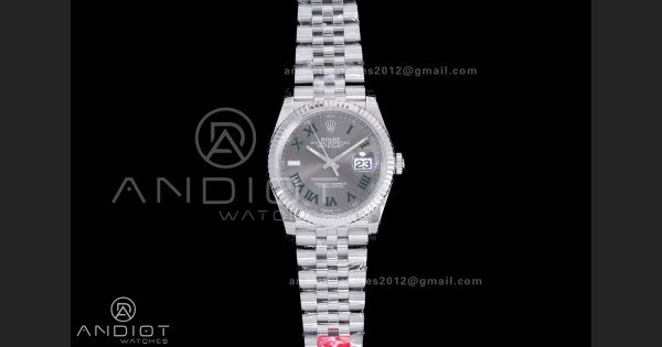 DateJust 36 SS 126234 VSF 1:1 Best Edition 904L Steel Gray Green Roman Dial on Jubilee Bracelet VS3235