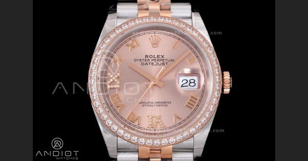 DateJust 36 SS 126281rbr VSF 1:1 Best Edition 904L Steel RG Roman Dial on Jubilee Bracelet VS3235 - Image 3