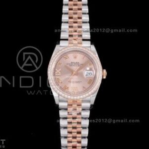 DateJust 36 SS 126281rbr VSF 1:1 Best Edition 904L Steel RG Roman Dial on Jubilee Bracelet VS3235