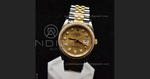 DateJust 36 SS 126283rbr VSF 1:1 Best Edition 904L Steel YG Textured Diamonds Dial on Jubilee Bracelet VS3235