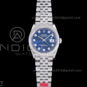 DateJust 36 SS 126284 VSF 1:1 Best Edition 904L Steel Blue Diamonds Dial & bezel on Jubilee Bracelet VS3235