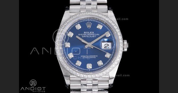DateJust 36 SS 126284 VSF 1:1 Best Edition 904L Steel Blue Diamonds Dial & bezel on Jubilee Bracelet VS3235 - Image 3