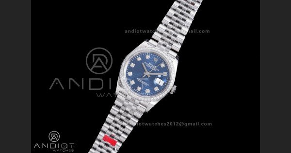 DateJust 36 SS 126284 VSF 1:1 Best Edition 904L Steel Blue Textured Diamonds Dial on Jubilee Bracelet VS3235 - Image 2