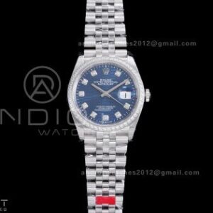 DateJust 36 SS 126284 VSF 1:1 Best Edition 904L Steel Blue Textured Diamonds Dial on Jubilee Bracelet VS3235