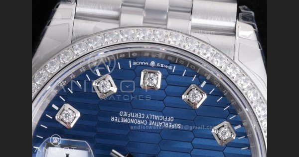 DateJust 36 SS 126284 VSF 1:1 Best Edition 904L Steel Blue Textured Diamonds Dial on Jubilee Bracelet VS3235 - Image 6