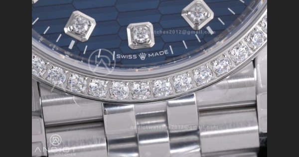 DateJust 36 SS 126284 VSF 1:1 Best Edition 904L Steel Blue Textured Diamonds Dial on Jubilee Bracelet VS3235 - Image 7