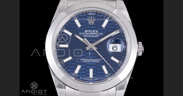 DateJust 41 126300 904L SS VSF 1:1 Best Edition Blue Textured Dial on Oyster Bracelet VS3235 - Image 3