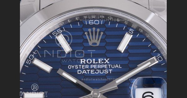 DateJust 41 126300 904L SS VSF 1:1 Best Edition Blue Textured Dial on Oyster Bracelet VS3235 - Image 4
