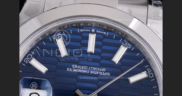 DateJust 41 126300 904L SS VSF 1:1 Best Edition Blue Textured Dial on Oyster Bracelet VS3235 - Image 6