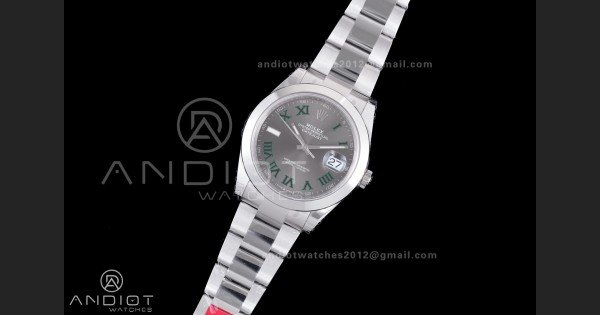 DateJust 41 126300 904L SS VSF 1:1 Best Edition Gray Dial Green Roman on Oyster Bracelet VS3235 - Image 2