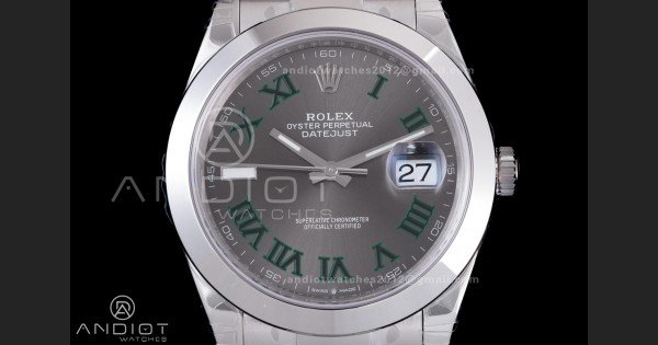 DateJust 41 126300 904L SS VSF 1:1 Best Edition Gray Dial Green Roman on Oyster Bracelet VS3235 - Image 3