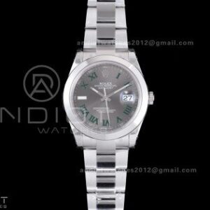 DateJust 41 126300 904L SS VSF 1:1 Best Edition Gray Dial Green Roman on Oyster Bracelet VS3235