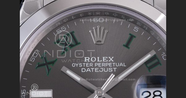 DateJust 41 126300 904L SS VSF 1:1 Best Edition Gray Dial Green Roman on Oyster Bracelet VS3235 - Image 4