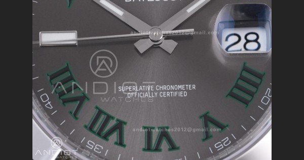 DateJust 41 126300 904L SS VSF 1:1 Best Edition Gray Dial Green Roman on Oyster Bracelet VS3235 - Image 5
