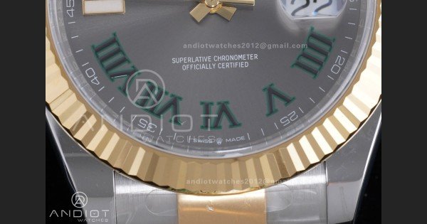 DateJust 41 126333 Clean 1:1 Best Edition 904L Steel Gray Dial Green Roman Marker on SS/YG Oyster Bracelet SH3235 (72 Hours Power Reserve) - Image 5