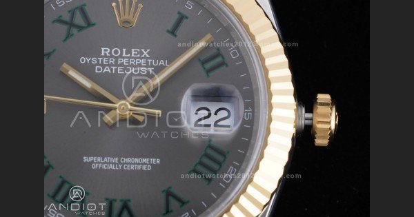 DateJust 41 126333 Clean 1:1 Best Edition 904L Steel Gray Dial Green Roman Marker on SS/YG Oyster Bracelet SH3235 (72 Hours Power Reserve) - Image 6