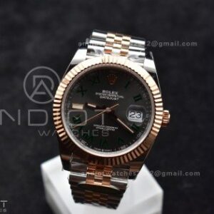 DateJust 41 126333 SS/RG ARF 1:1 Best Edition 904L Steel Gray Green Roman Dial on SS/RG Jubilee Bracelet SH3235 (Gain Weight)