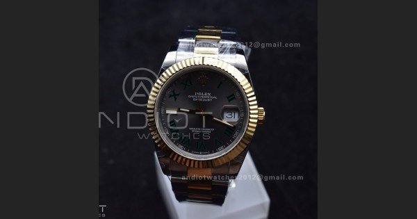 DateJust 41 126333 SS/YG GMF 1:1 Best Edition 904L Steel Gray Green Roman Dial on SS/YG Oyster Bracelet A2836 - Image 2