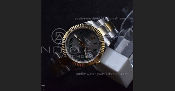 DateJust 41 126333 SS/YG GMF 1:1 Best Edition 904L Steel Gray Green Roman Dial on SS/YG Oyster Bracelet A2836 - Image 3