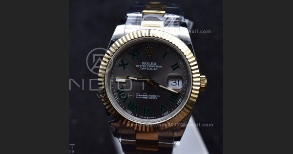 DateJust 41 126333 SS/YG GMF 1:1 Best Edition 904L Steel Gray Green Roman Dial on SS/YG Oyster Bracelet A2836 - Image 4