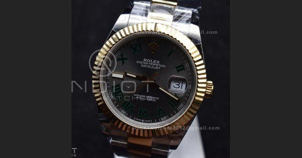 DateJust 41 126333 SS/YG GMF 1:1 Best Edition 904L Steel Gray Green Roman Dial on SS/YG Oyster Bracelet A2836 - Image 5