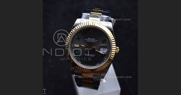 DateJust 41 126333 SS/YG GMF 1:1 Best Edition 904L Steel Gray Green Roman Dial on SS/YG Oyster Bracelet A2836